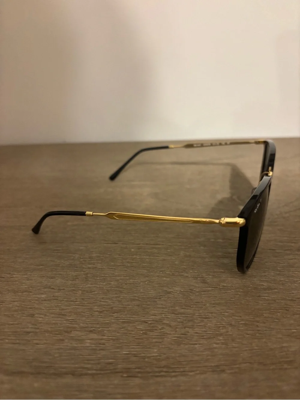 Ray-Ban Polarized Black & Gold Clubmaster-Style Sunglasses